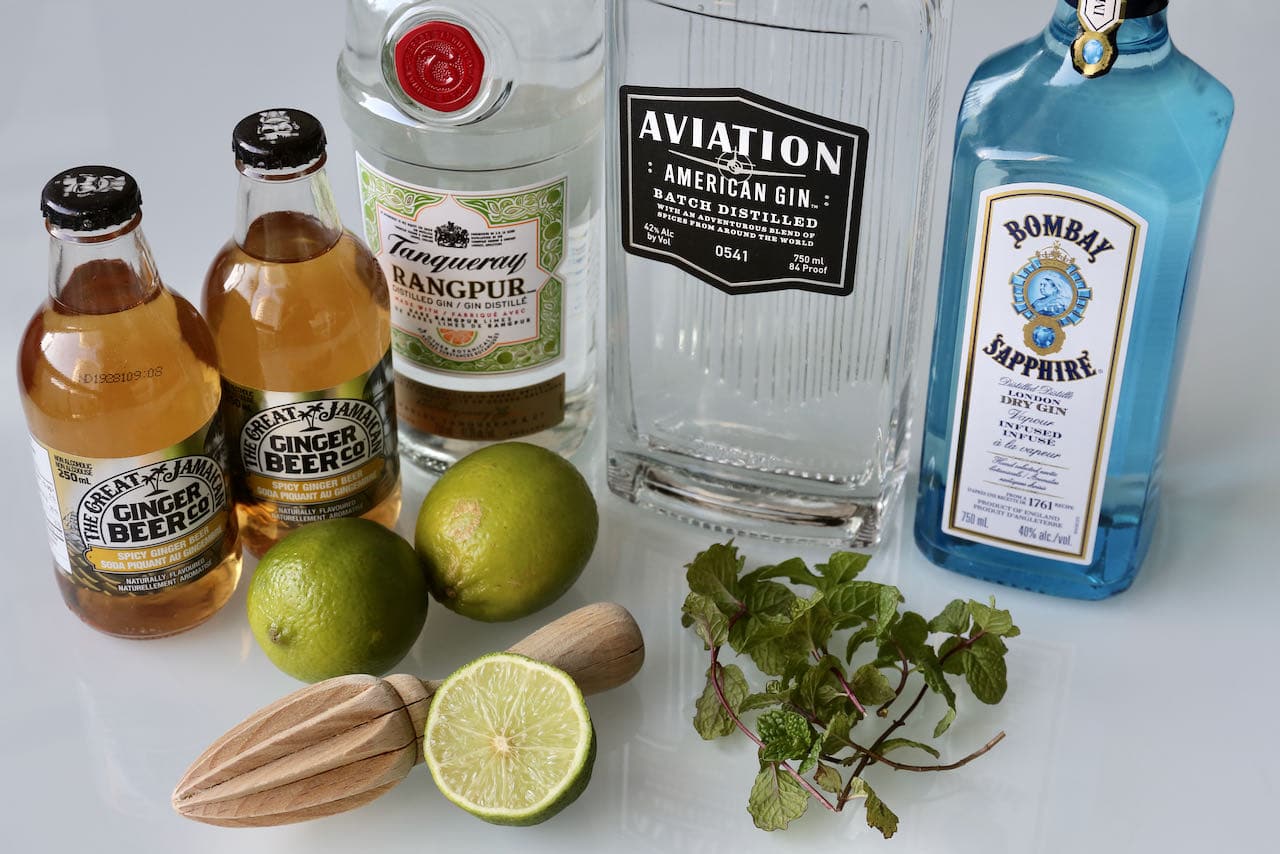 Ingredients you'll need to make our Gin Moscow Mule drink recipe.