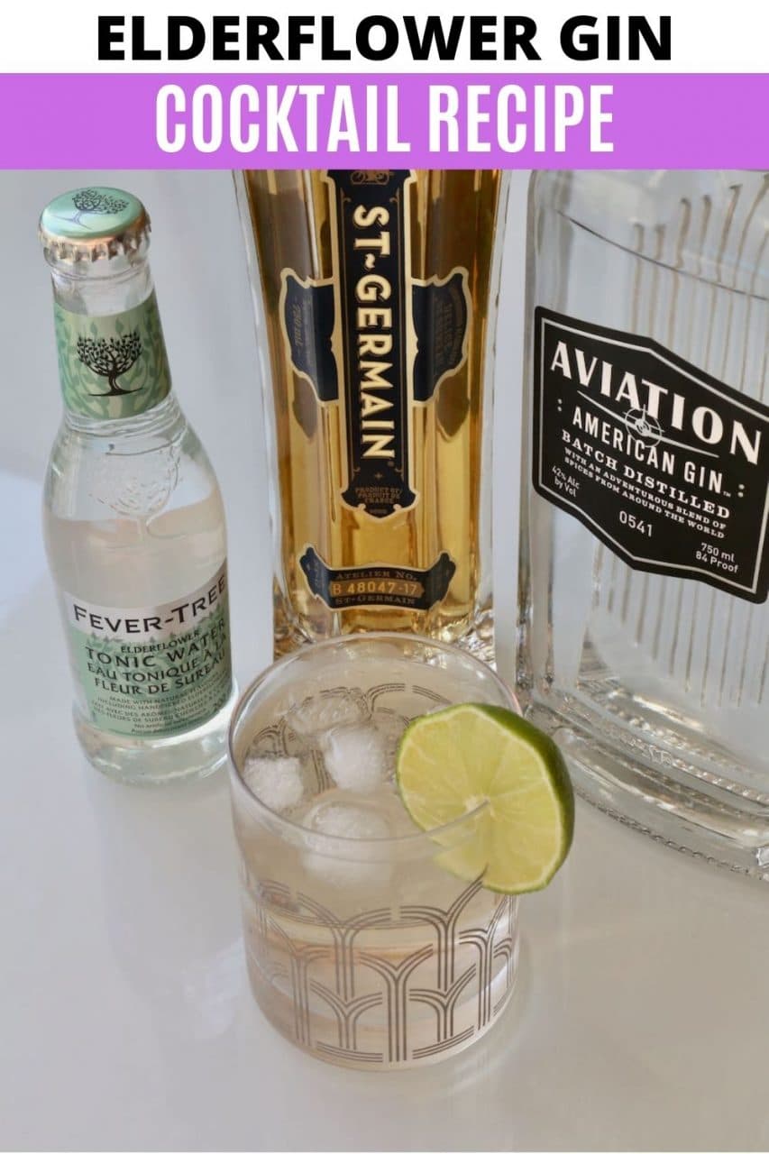 Save our Elderflower Gin and Tonic cocktail recipe to Pinterest!