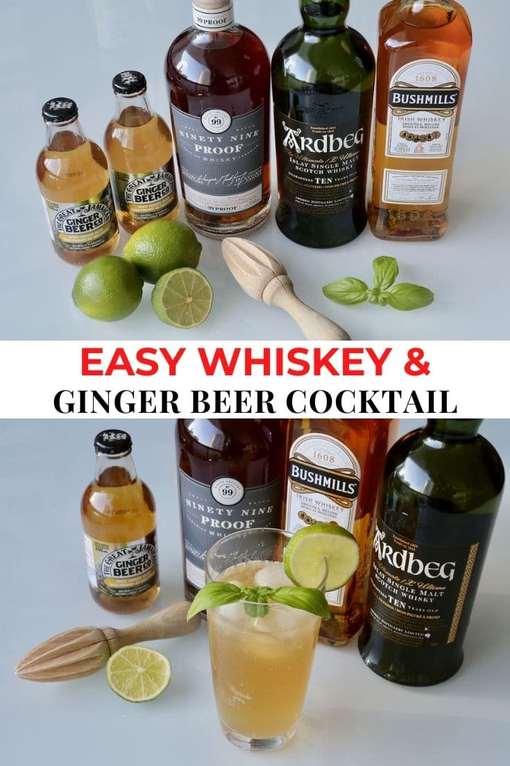 Save our Whiskey and Ginger Beer cocktail recipe to Pinterest!
