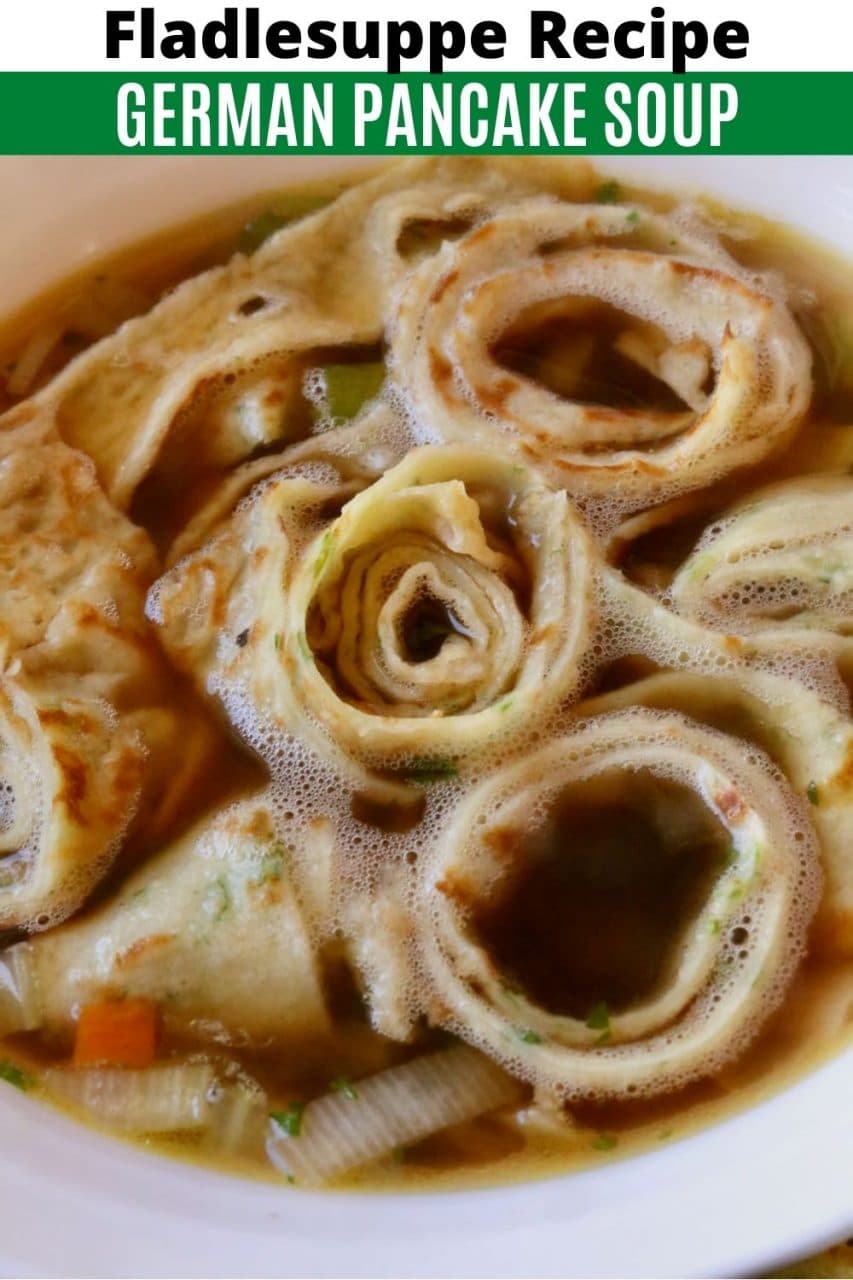 Save our Flädlesuppe German Pancake Soup recipe to Pinterest!