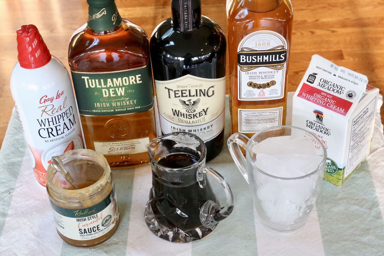 Iced Irish Coffee ingredients.