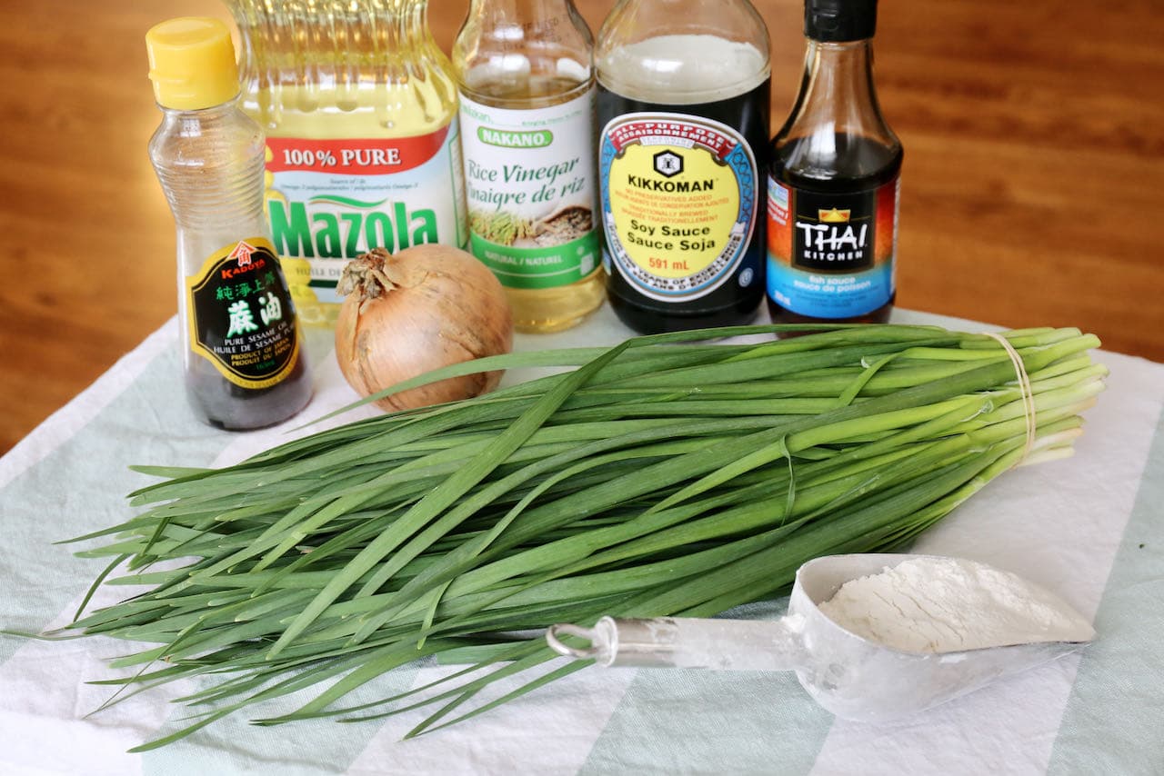 Homemade Buchimgae Korean Chive Pancake ingredients.