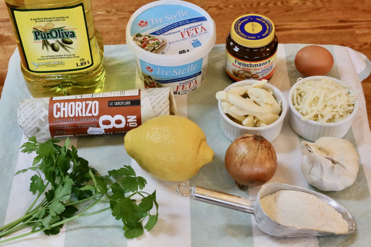 Peynirli Pide ingredients.