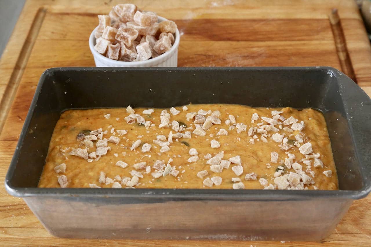 Top Indian Cake with crystalized ginger.