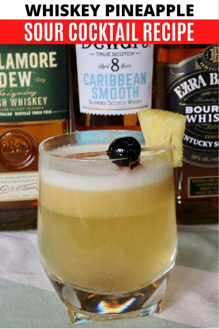 Save our easy Pineapple Sour cocktail recipe to Pinterest!
