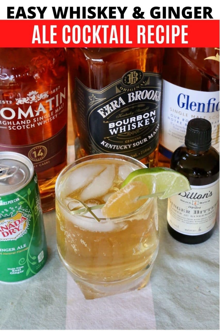 Save our easy Whiskey and Ginger Ale Cocktail recipe to Pinterest!