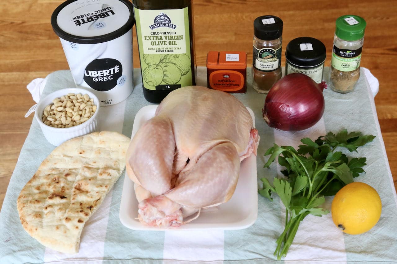 Traditional Chicken Musakhan recipe ingredients.