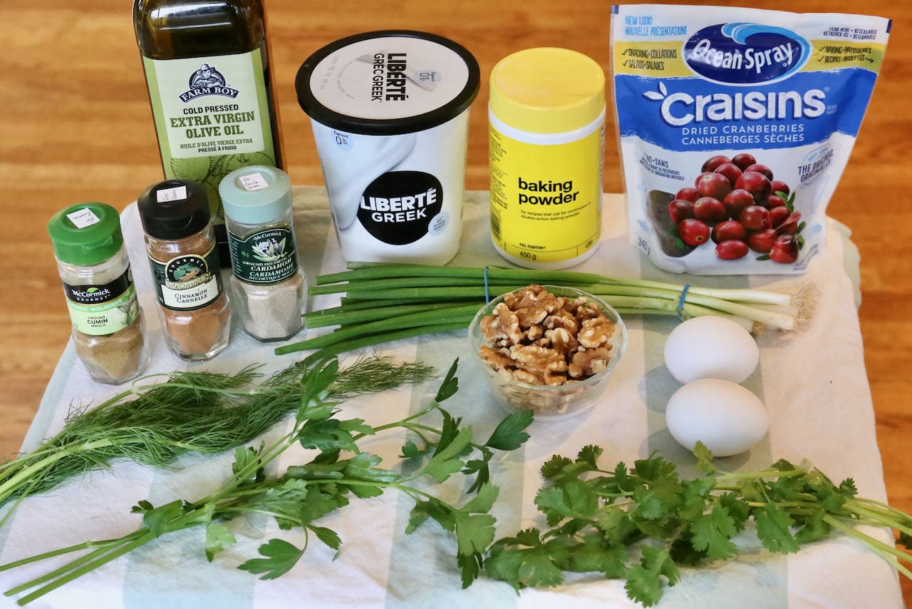 Healthy Kookoo Sabzi Persian Omelet recipe ingredients.