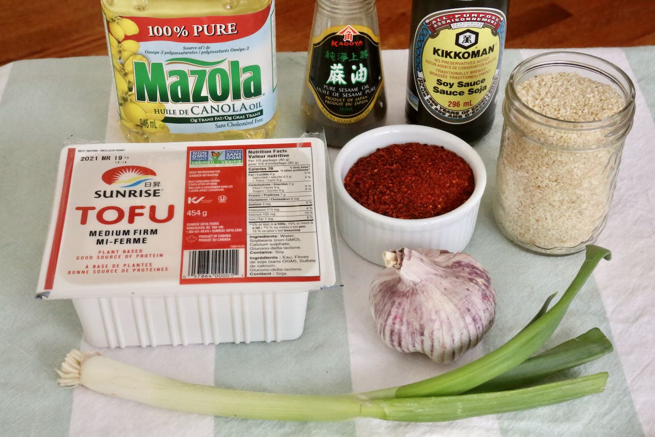 Traditional Fried Korean Tofu recipe ingredients.