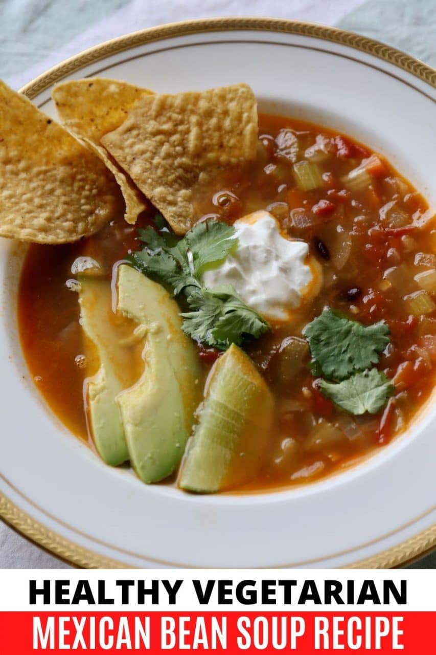 Save our Healthy Vegetarian Chipotle Mexican Bean Soup Recipe to Pinterest!