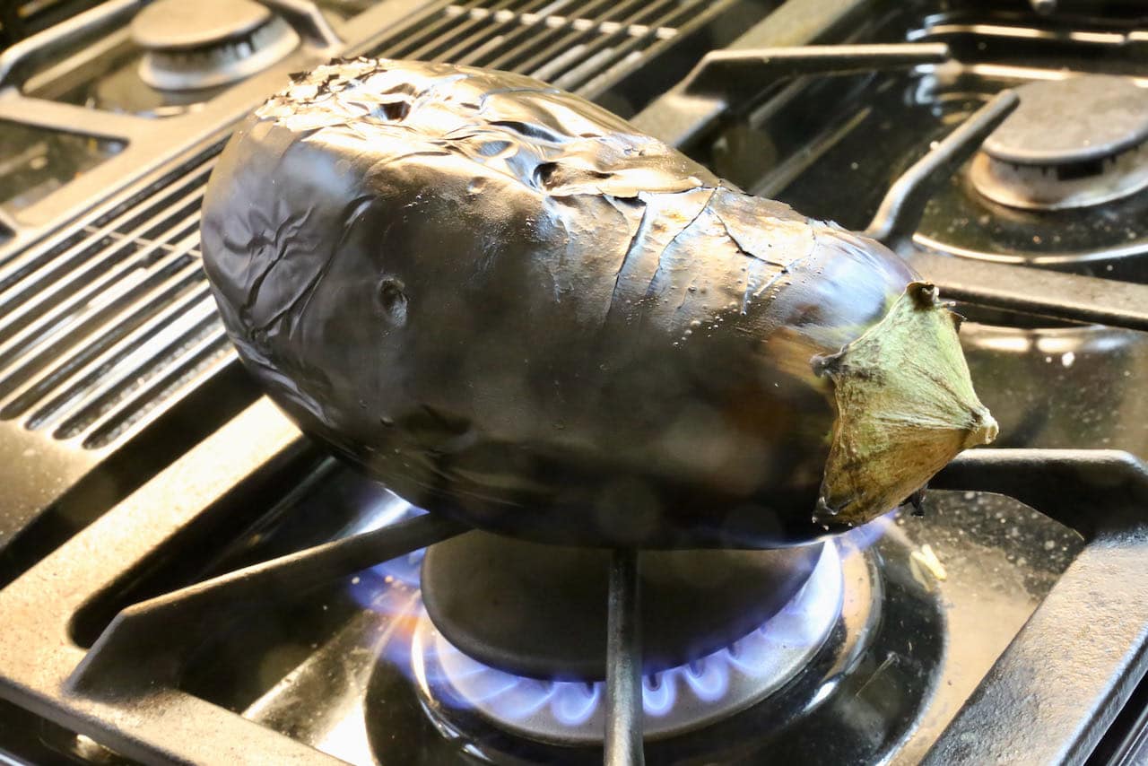 Mutabbal is made of fire roasted eggplant.