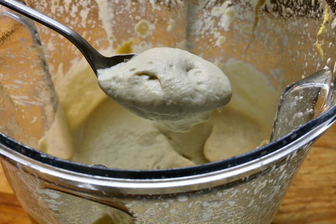 Middle Eastern Mutabbal dip should be smooth like peanut butter. 
