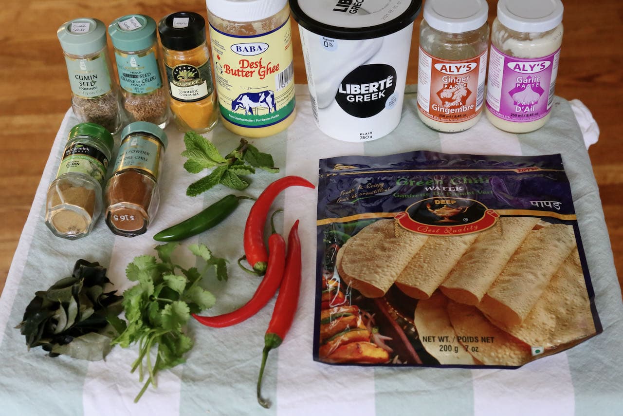 Traditional Papad Ki Subji ingredients. 