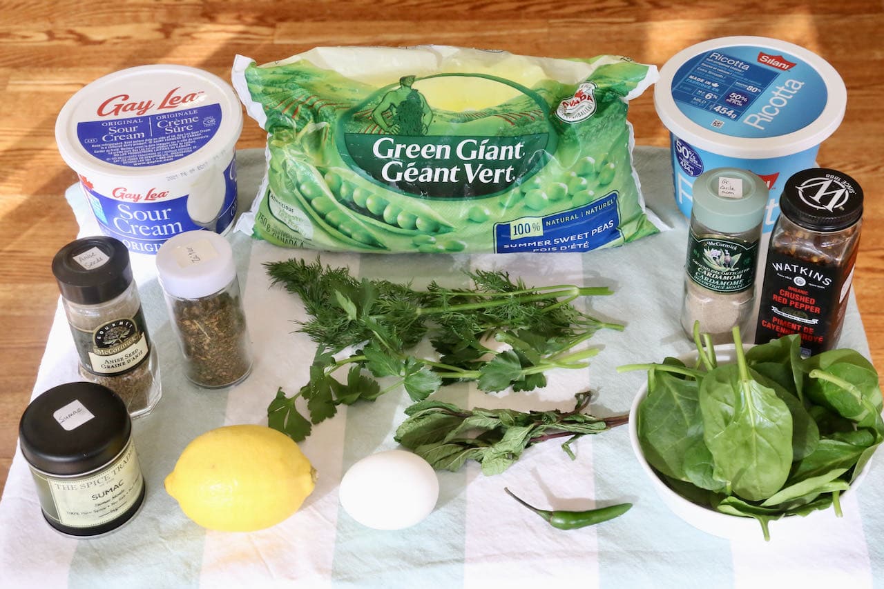 Middle Eastern Pea Fritters recipe ingredients.