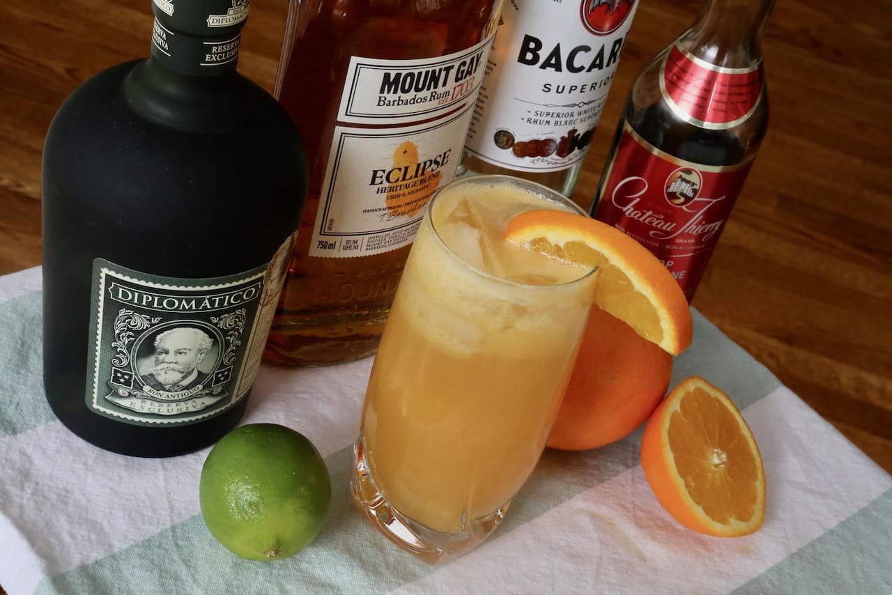 Serve a Rum and Orange Juice with whole ice cubes or crushed ice.