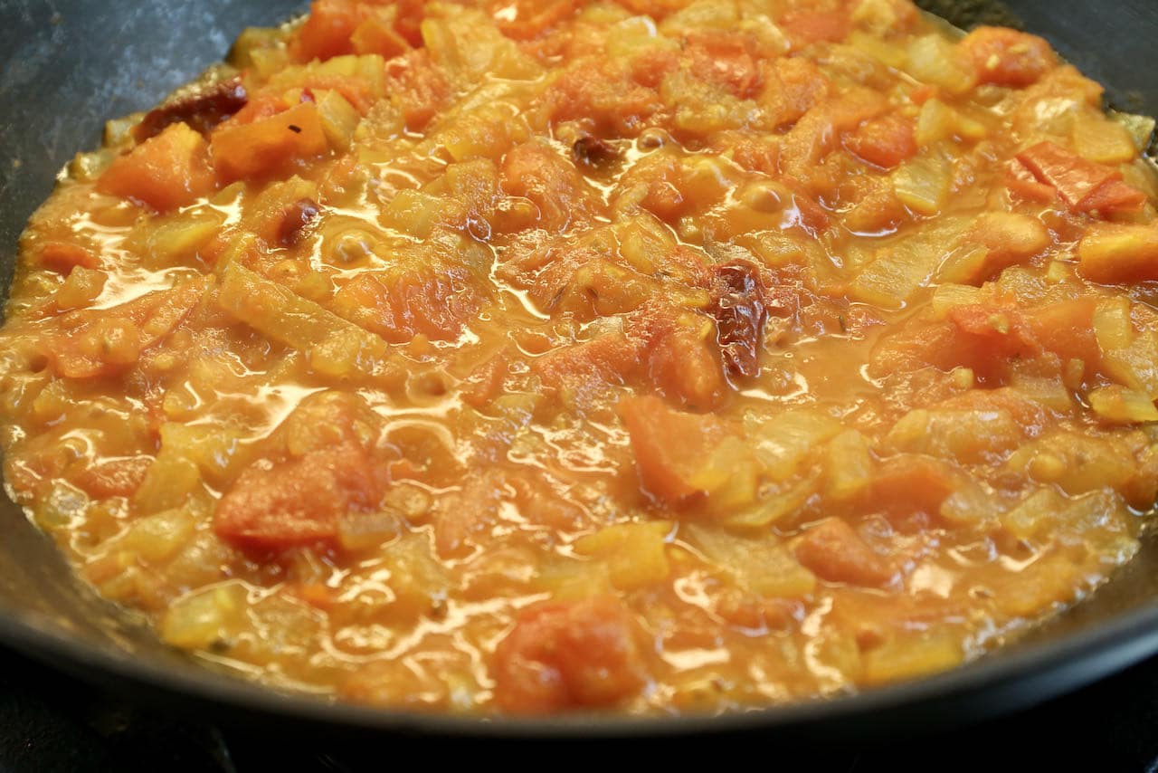 Once cooled scoop Tomato Chutney For Dosa mixture into a blender and blitz until smooth.