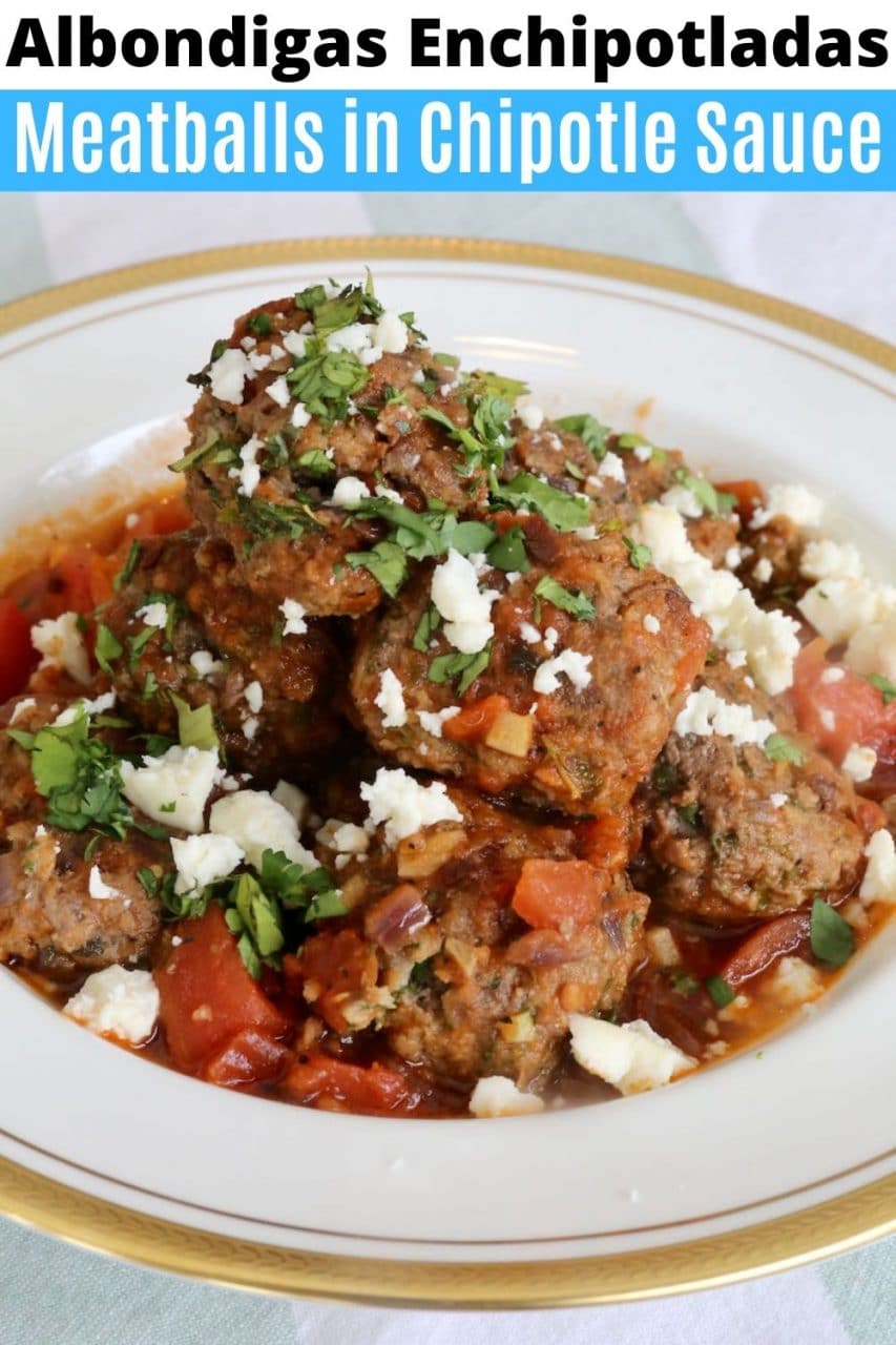 Save our Albondigas al Chipotle Mexican Meatballs recipe to Pinterest!