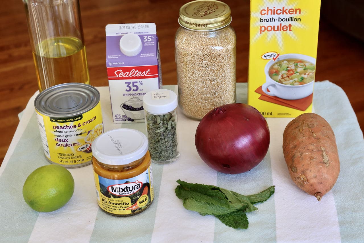 Peruvian Chupe de Quinoa Soup ingredients.