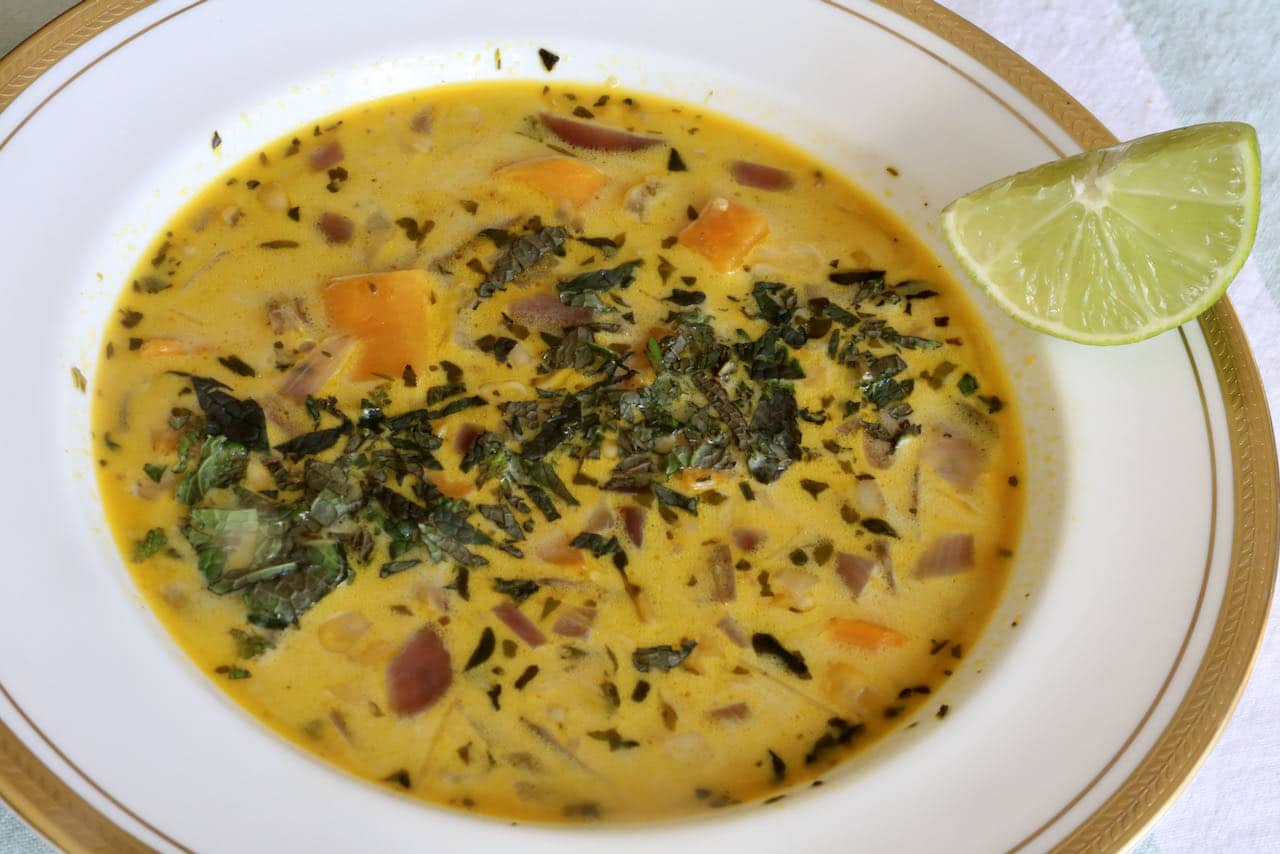 Chupe de Quinoa is a healthy gluten-free Peruvian soup.