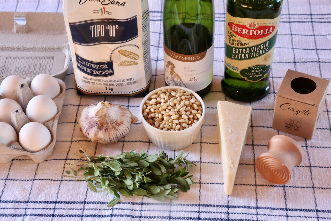 Traditional Corzetti Pasta recipe ingredients.