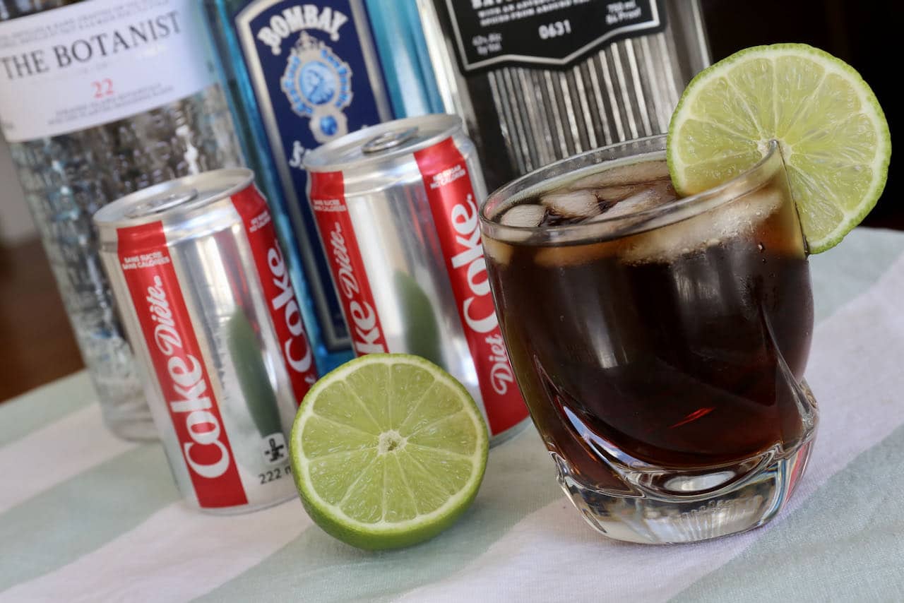 Gin and Coke is the best easy drink to make at a potluck or house party. 