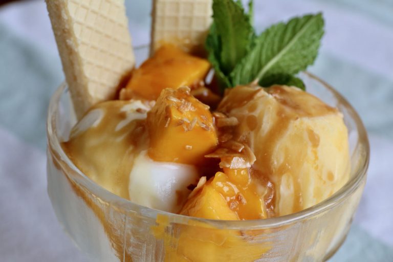 Tropical Coconut Mango Ice Cream Sundae Recipe | dobbernationLOVES