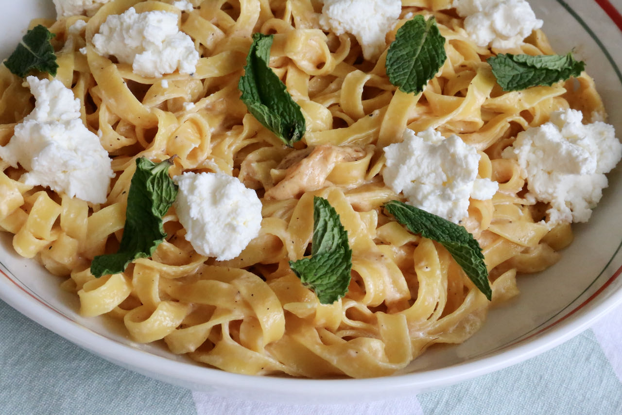 This Saffron pasta recipe is a creamy vegetarian main course entree best served at dinner with a fresh salad.