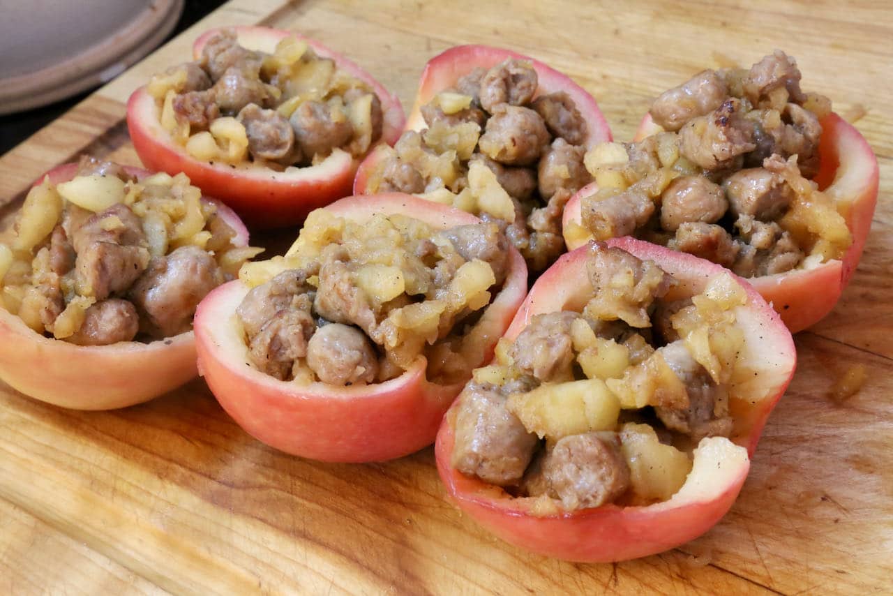 Stuff Keto Apples with sausage mixture.