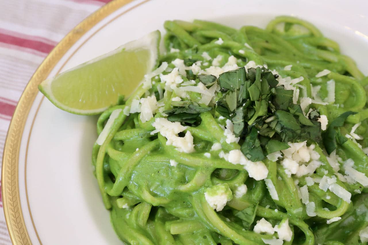 Tallarines Verdes features a bright green sauce thanks to spinach and basil.