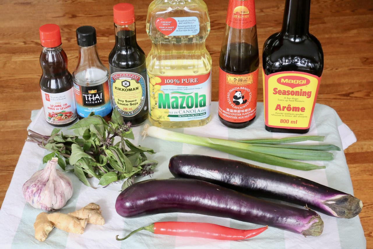 Traditional Thai Eggplant recipe ingredients.