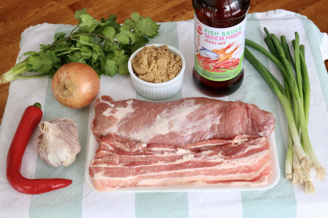 Traditional Thit Ram Vietnamese Caramel Pork recipe ingredients.