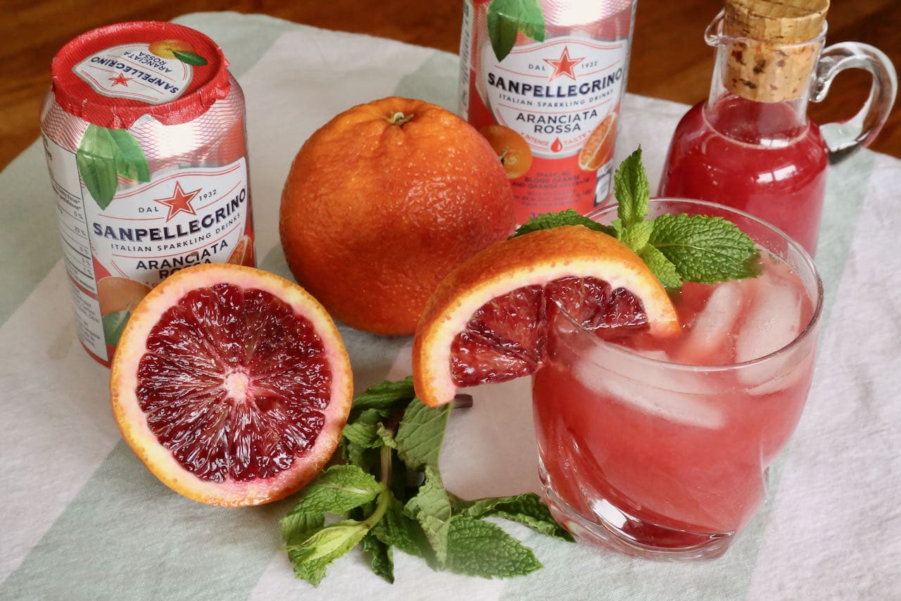 Our easy vodka drink is garnished with fresh mint and blood orange slice.