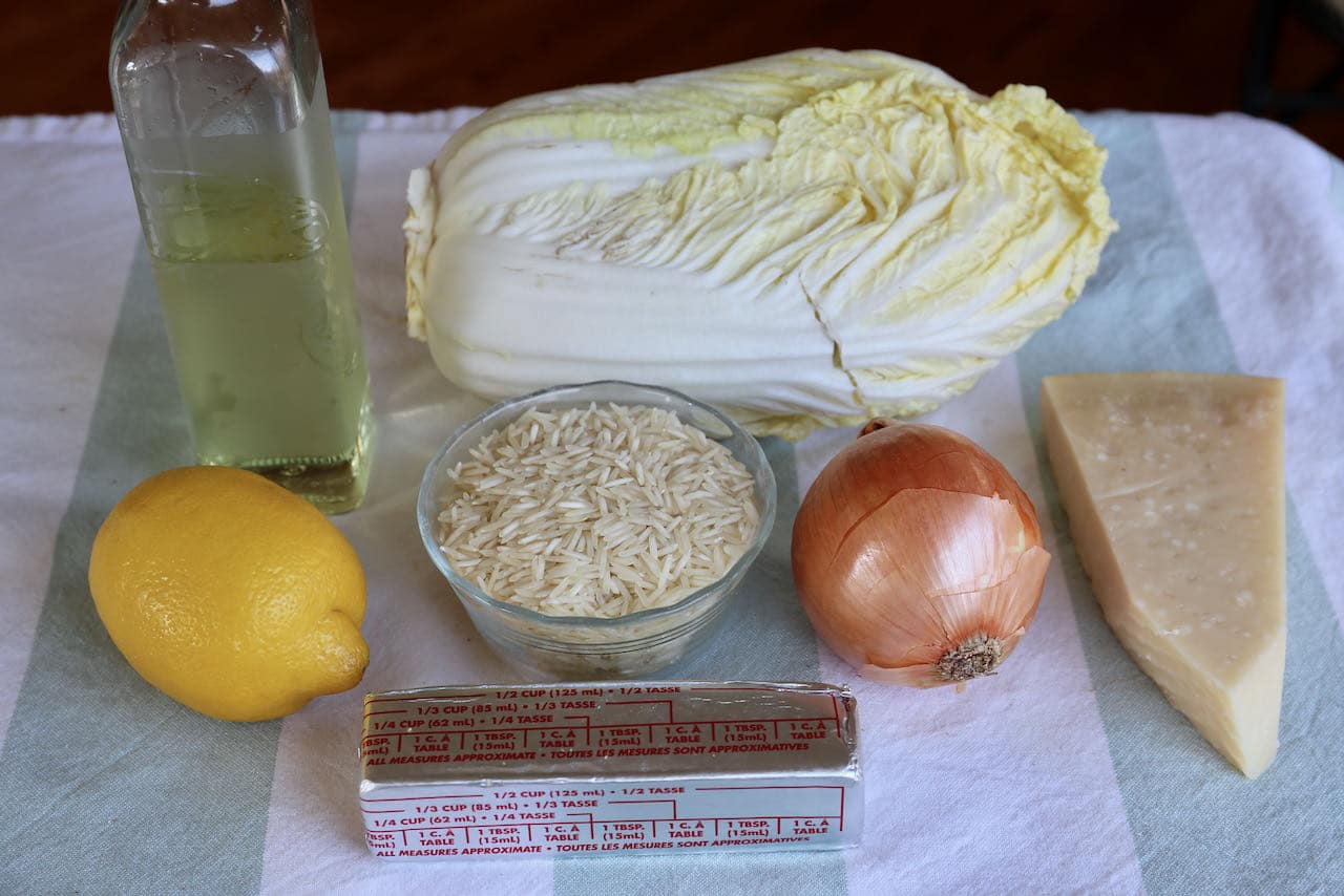 Easy Italian Cabbage with Rice recipe ingredients.