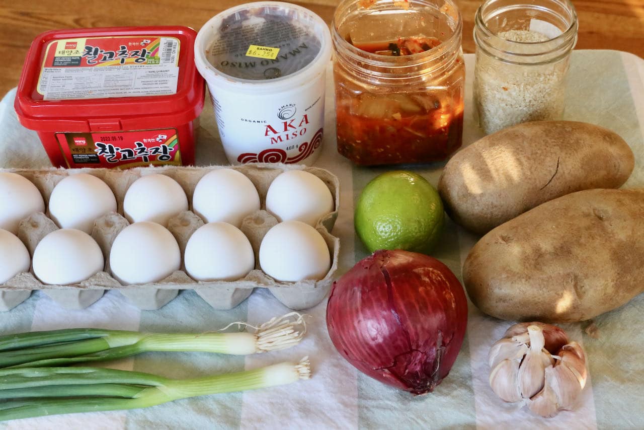 Potato & Egg Casserole Korean Breakfast recipe ingredients.