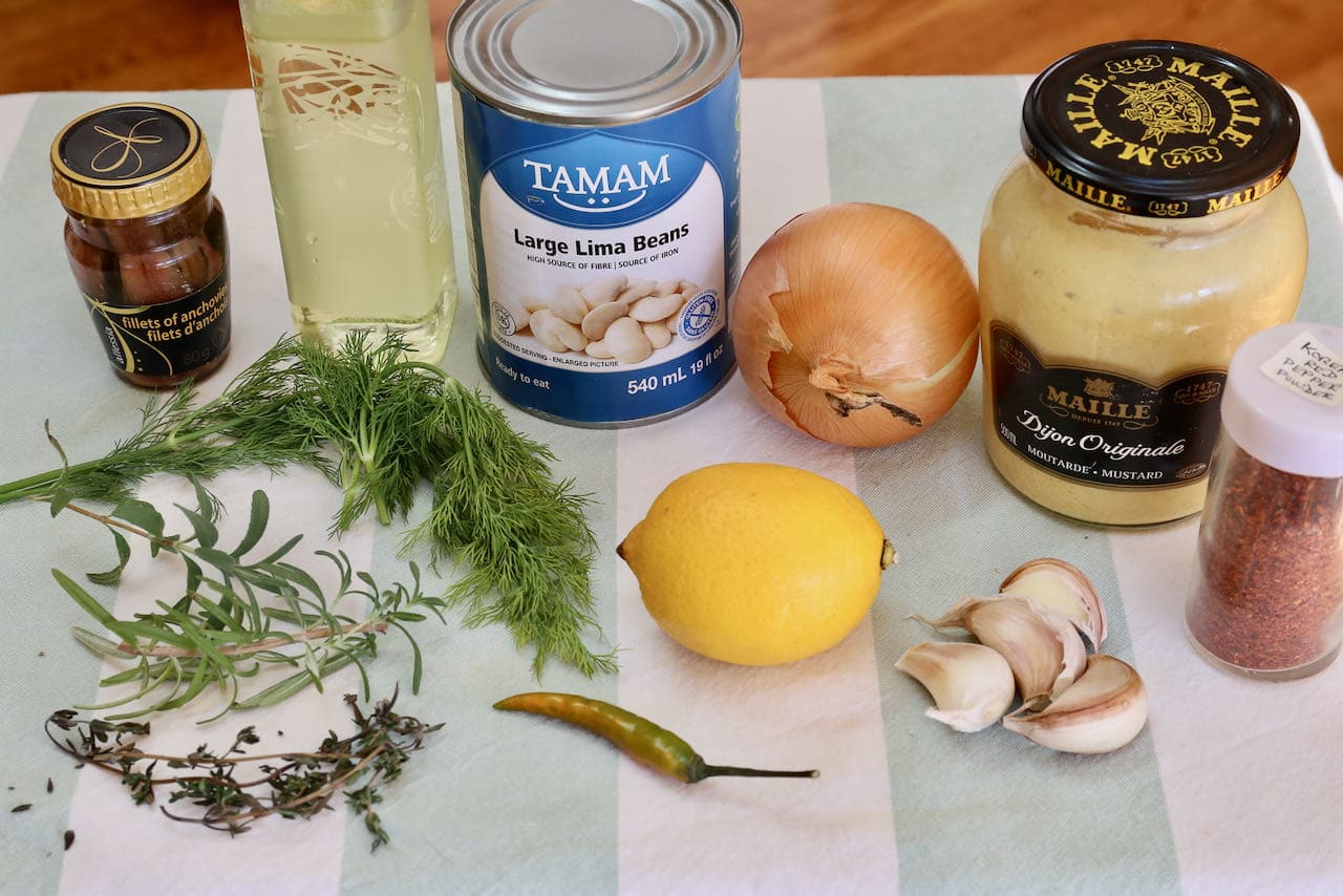 Healthy Mashed Butter Beans recipe ingredients.