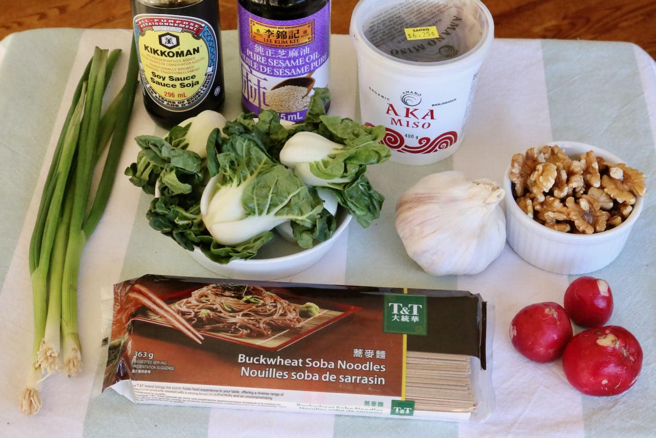 Vegan Japanese Miso Noodles recipe ingredients.