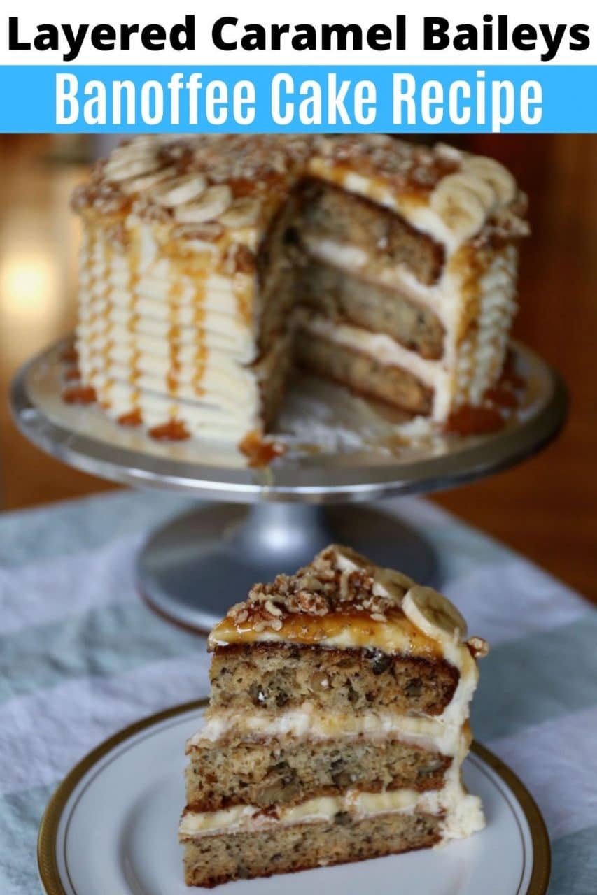 Save our homemade layered Banoffee Cake recipe to Pinterest!