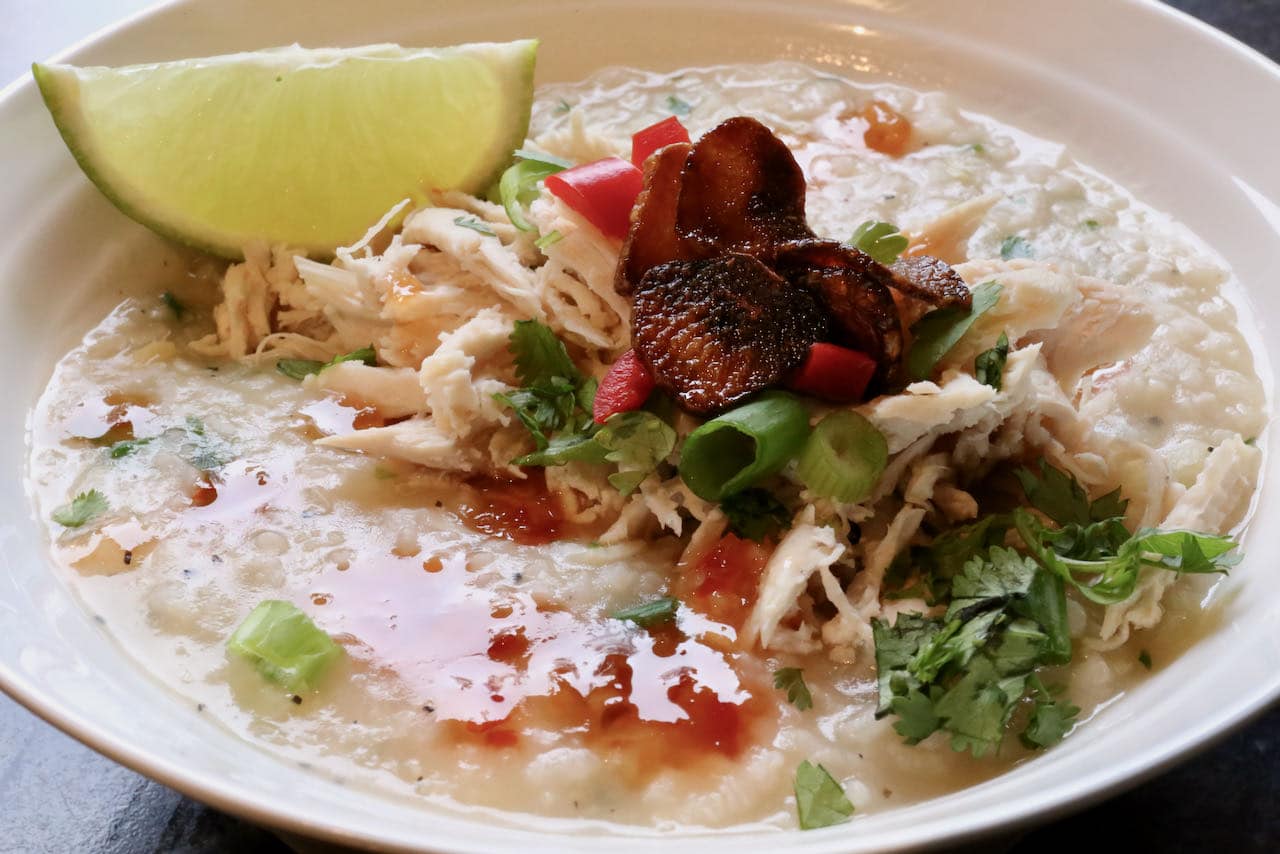 We love serving this Chao Ga recipe on a Vietnamese breakfast menu.