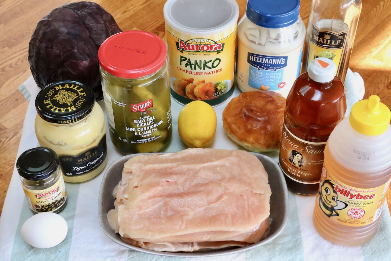 Homemade Chicken Schnitzel Sandwich recipe ingredients. 