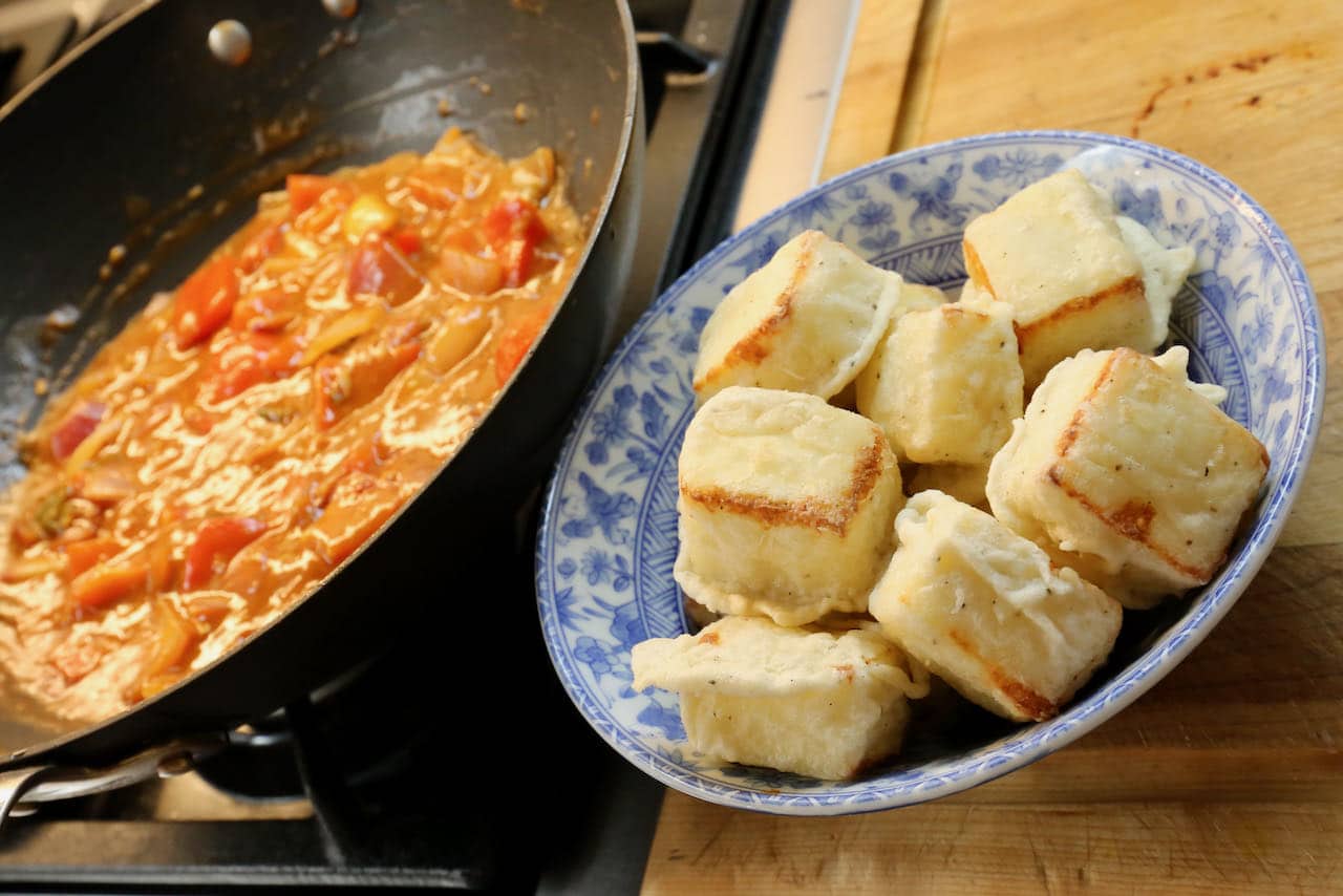 Prepare the Chili Paneer gravy sauce in a large pot or wok.