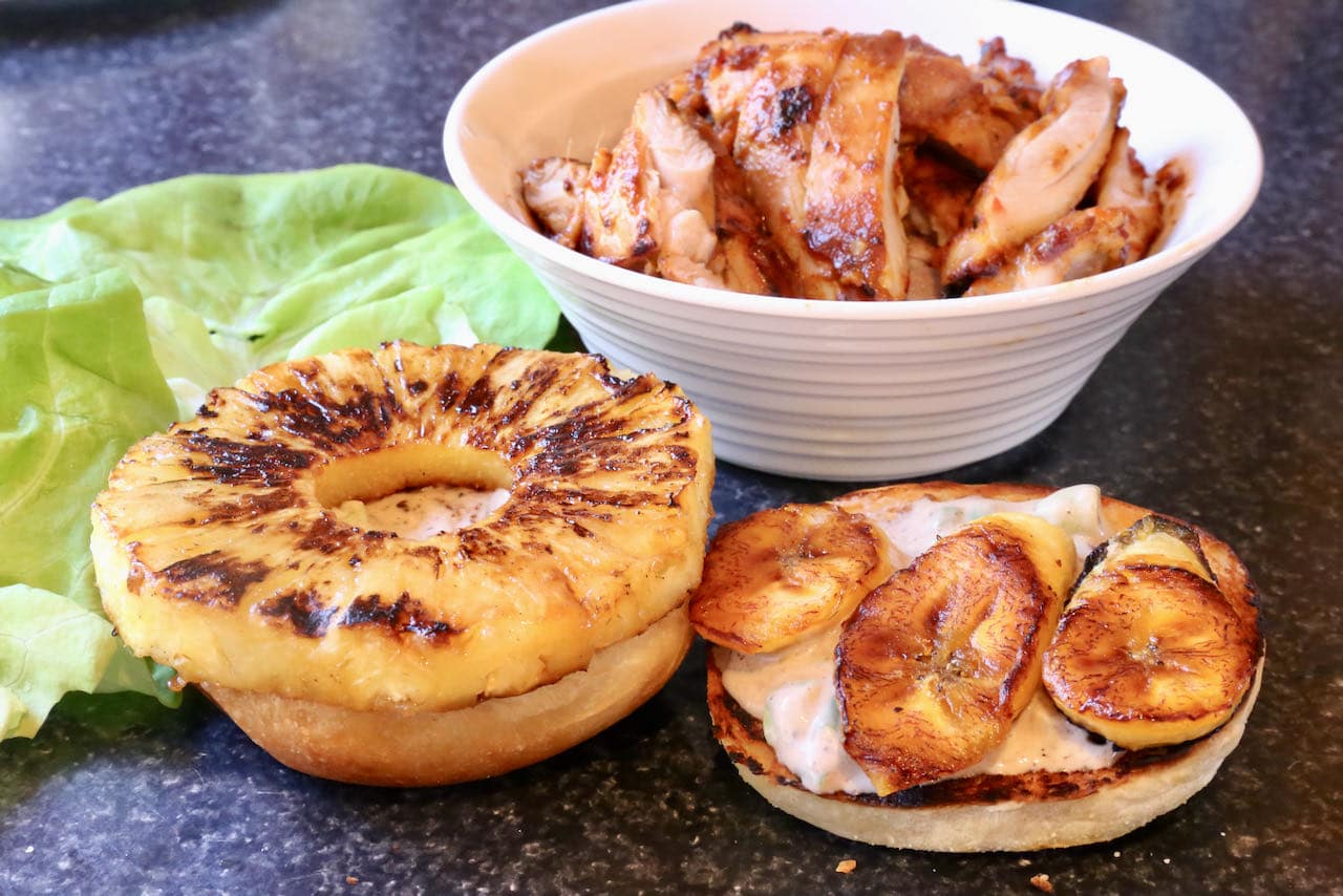 Kids love making these fun Jamaican burgers with chicken. 