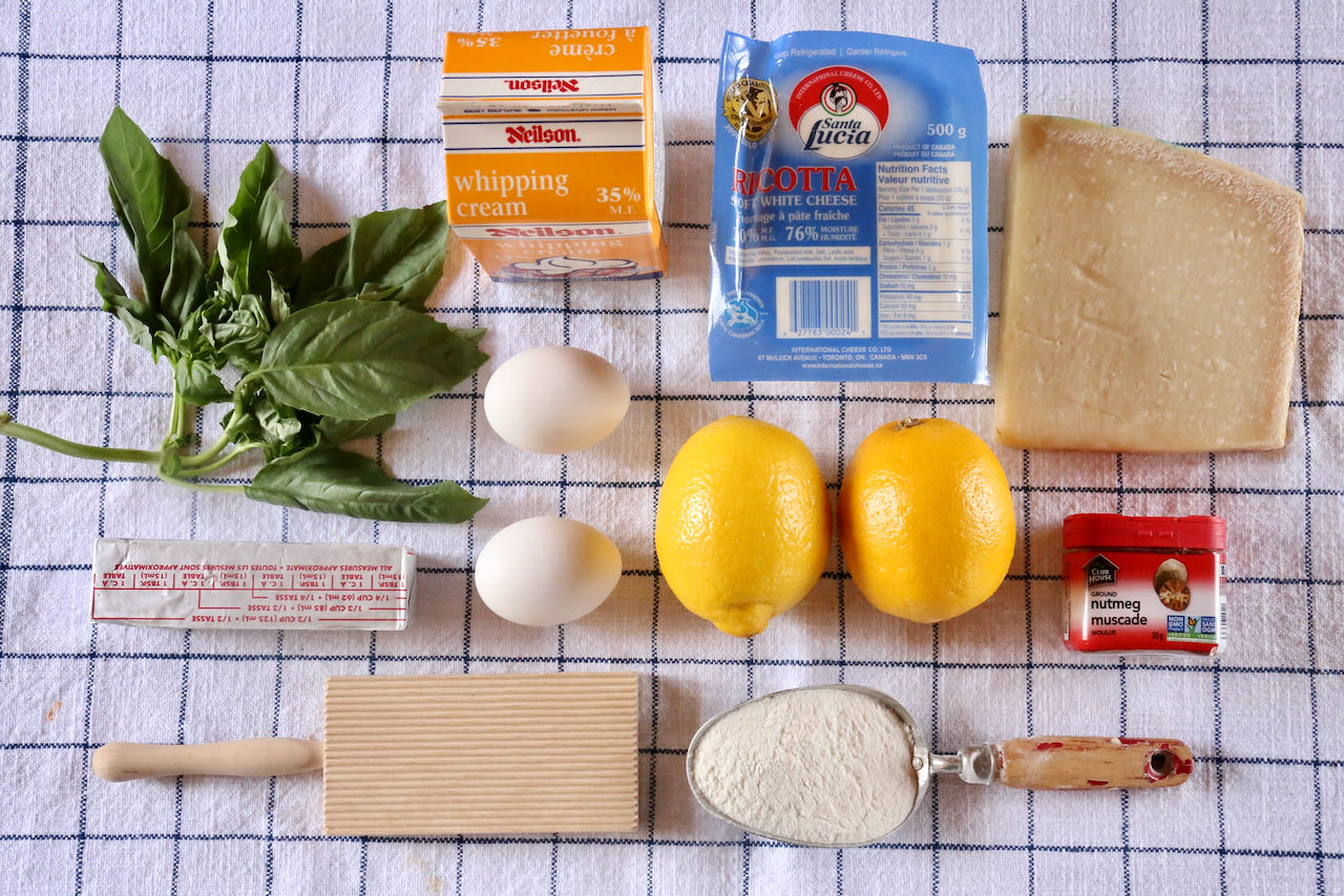 Traditional Lemon Ricotta Ndunderi recipe ingredients.