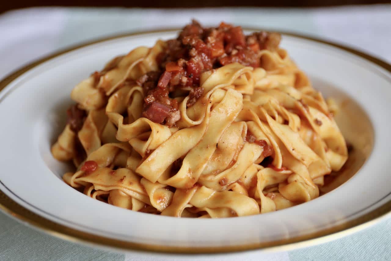 We love serving homemade Tagliatelle alla Bolognese at an Italian dinner party.