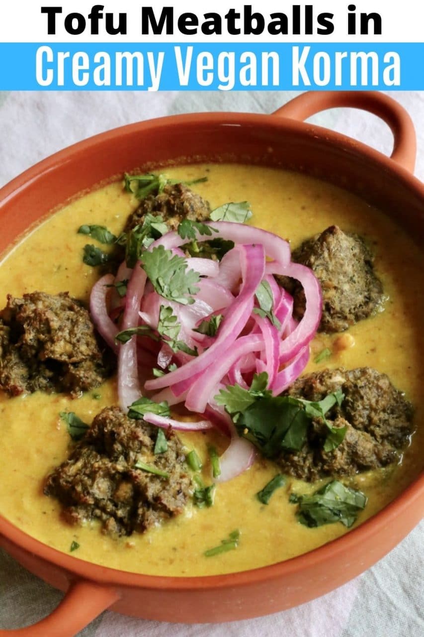 Save our Tofu Meatballs in Creamy Vegan Korma recipe to Pinterest!