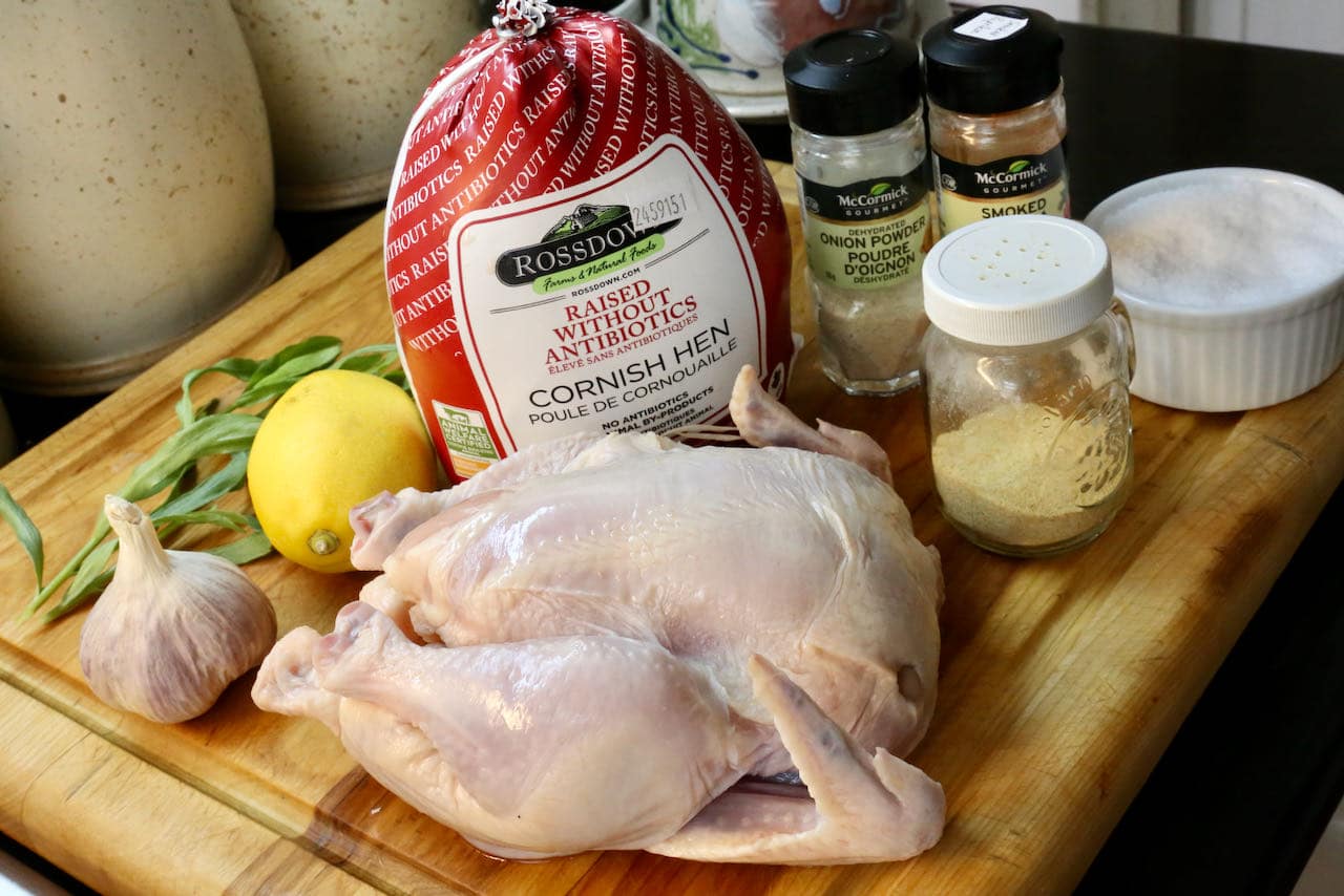 Air Fried Cornish Hen recipe ingredients.