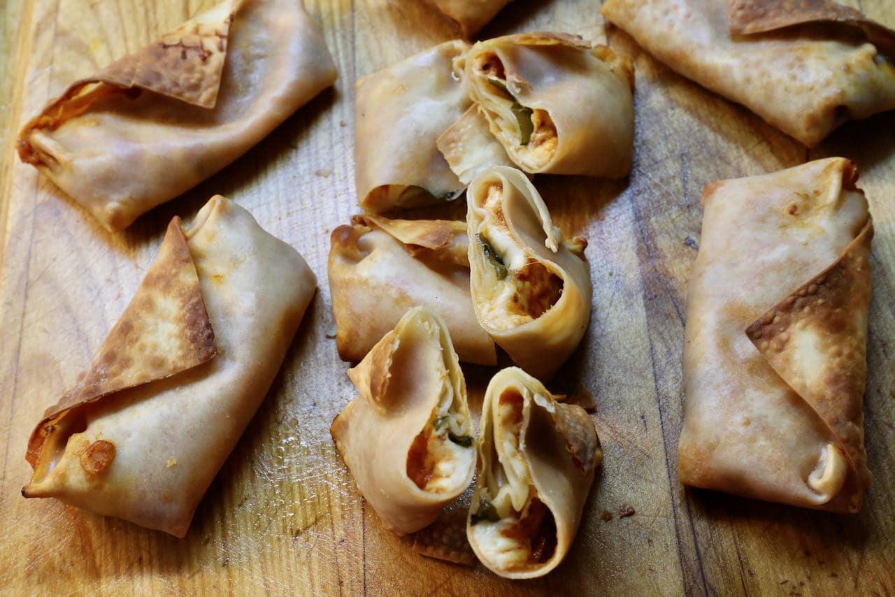 The best Air Fryer Pizza Rolls are filled with stringy and gooey melted cheese.