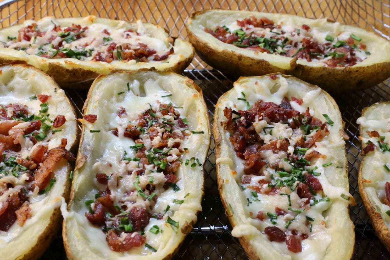 Air Fryer Potato Skins cooked to perfection!