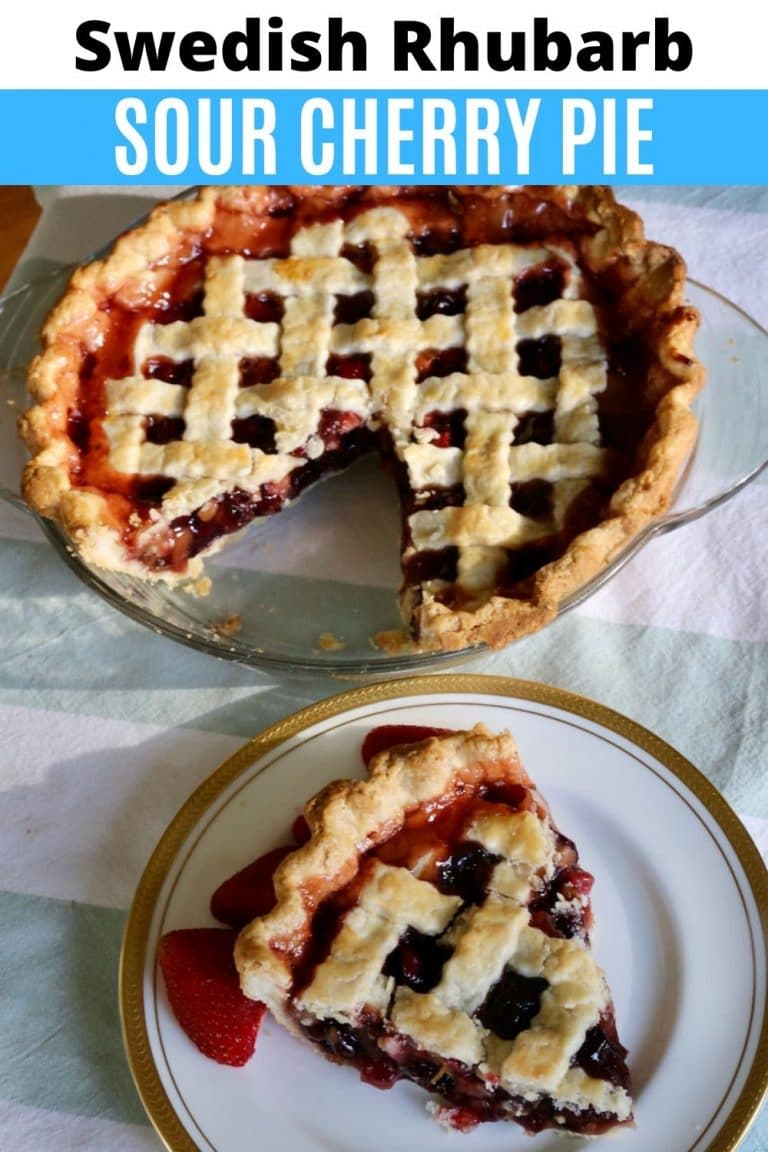 Homemade Flaky Swedish Rhubarb Cherry Pie Recipe