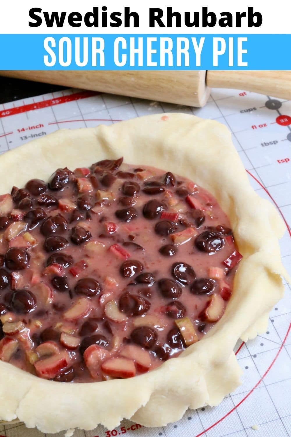Homemade Flaky Swedish Rhubarb Cherry Pie Recipe