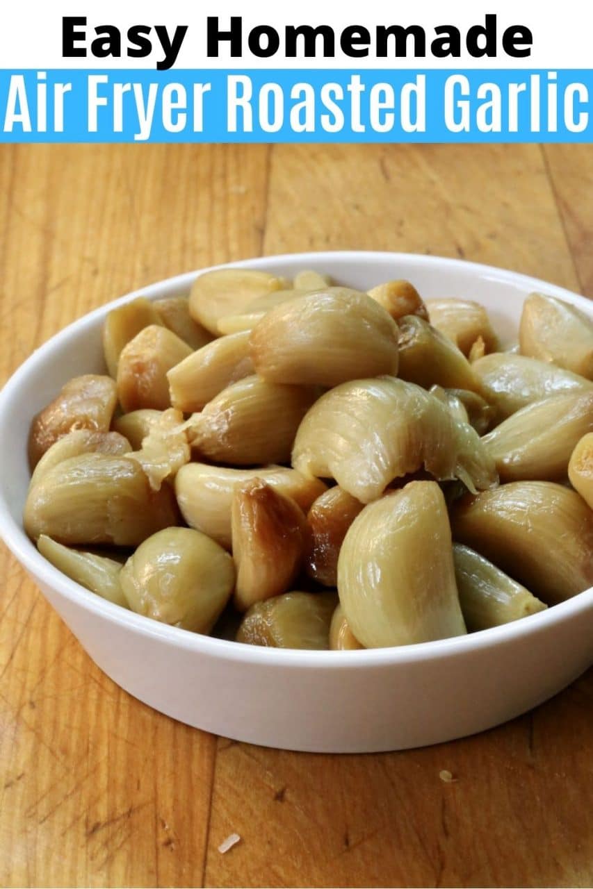 Save our healthy roasted garlic in air fryer recipe to Pinterest!